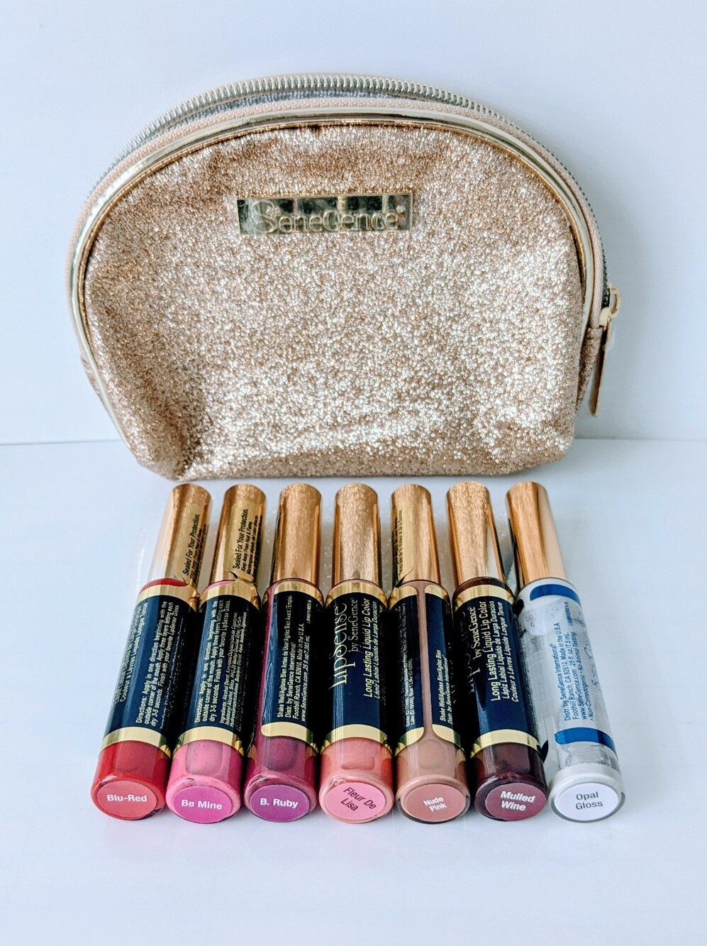 Bold And Fun SeneGence LipSense Collection 6 Colours + Gloss With Glitter Pouch